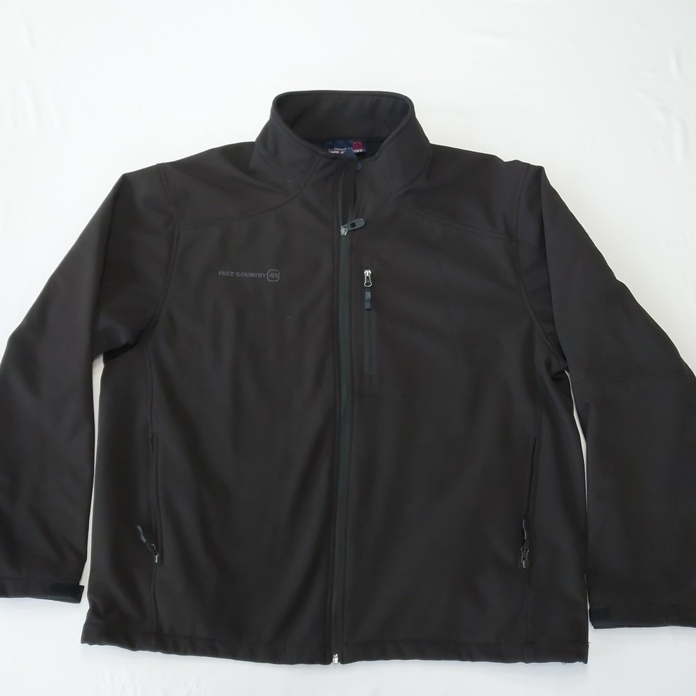 FREE‎ COUNTRY SOFTSHELL JACKET Coat Men XXL Blackk WATER WIND RESISTANT